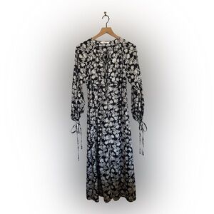 Rebecca Taylor ALICIA Floral Midi Long Sleeve Dress